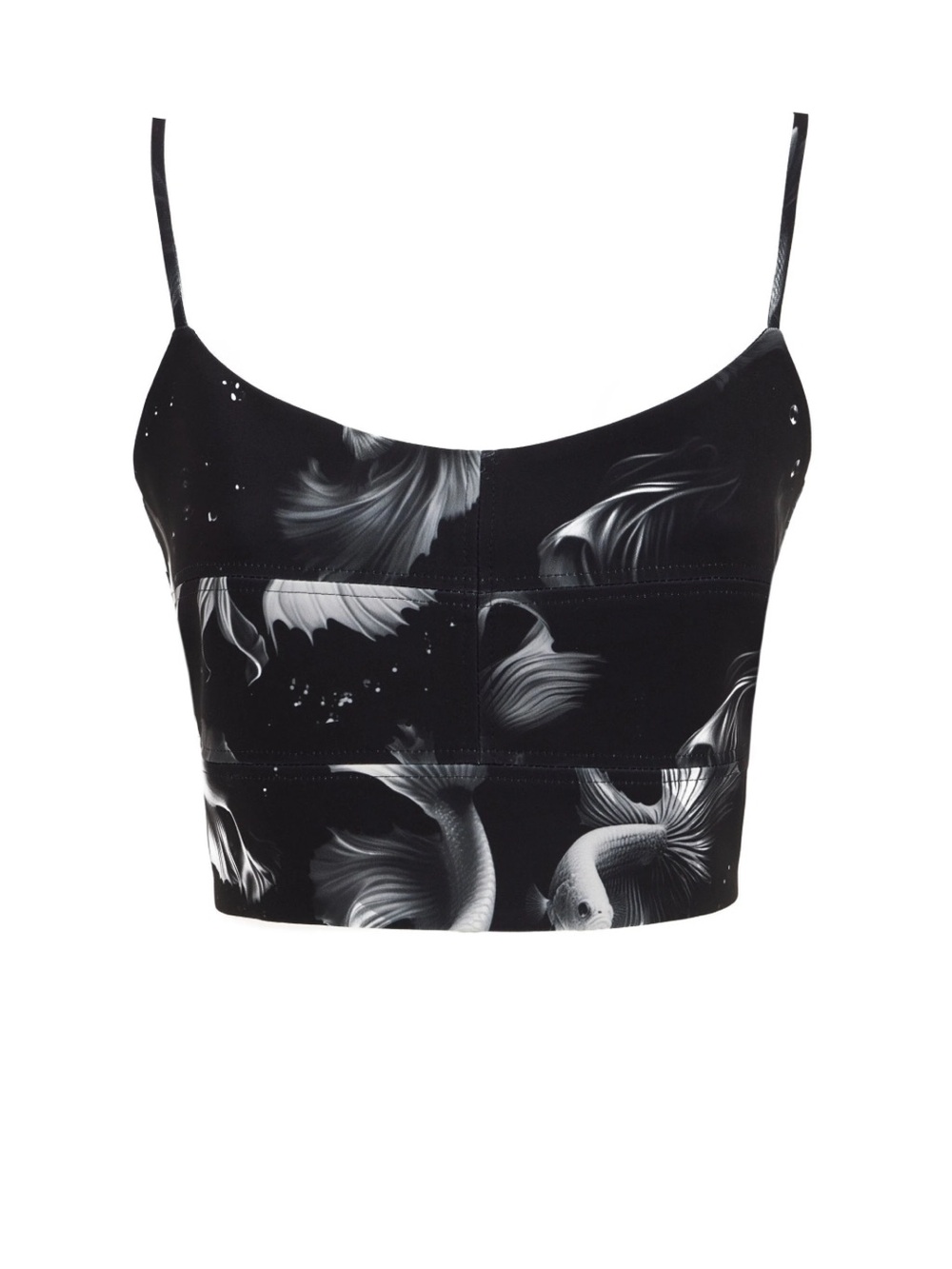 NWT Julia Allert Black Fashion Printed Crop Cami Top, size L, runs small